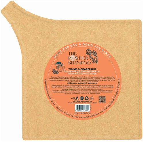 The Powder Shampoo Strengthening & Soothing Shampoo 100g Refill Pack (Thyme & Grapefruit)
