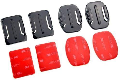 Flat 2x Mounts and 2x Curved Mounts with adhesive pads for GoPro Hero HD 1 2 3 3