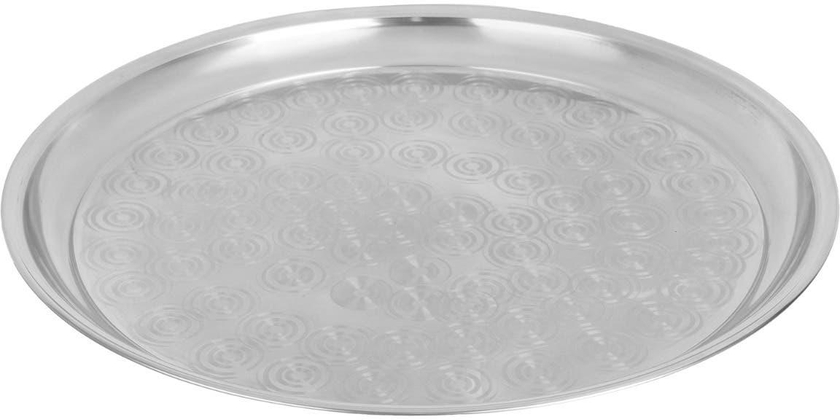 Get Abdo Steel Stainless Steel Round Serving Tray, 50 cm - Silver with best offers | Raneen.com