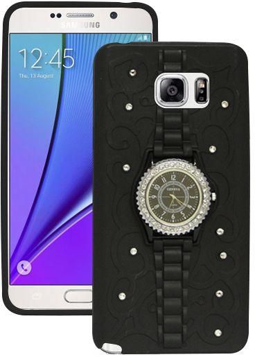 Samsung Galaxy Note 5 Back Cover With Watch - Black