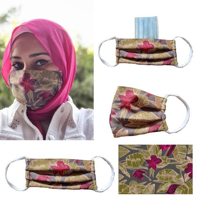 aZeeZ Tropical Garden Women Face Mask - 3 Layers + 5 SMS Filter