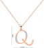His & Her 0.13 Cts Diamond "Q" Alphabet Pendant in 14KT Rose Gold (GH Color, PK Clarity) with 16" Silver Chain