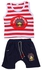 Boys Bear Print Tank Top & Shorts Set Red/Navy