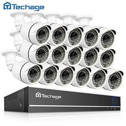 16CH Security Camera System 1080N AHD DVR Kit 16PCS 2.0MP 1080P IR Outdoor CCTV Camera P2P Video Surveillance Set 3TB(4T)