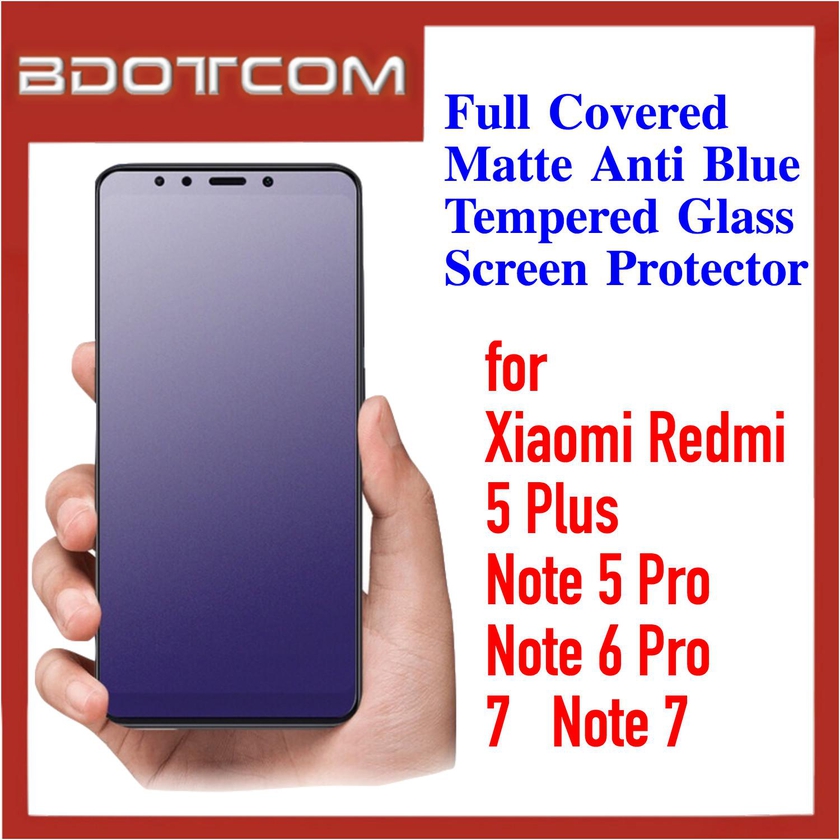 Bdotcom Full Covered Matte Anti Blue Tempered Glass Screen for Xiaomi Redmi 5 Plus