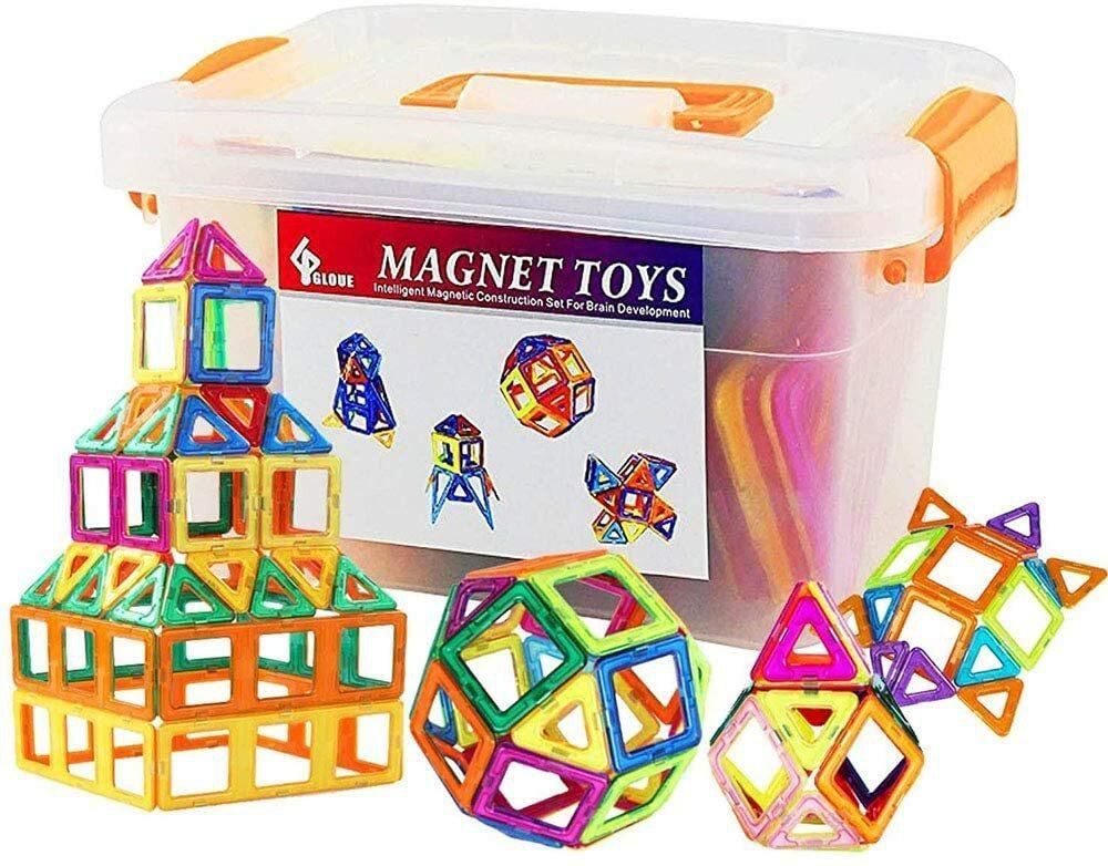 Generic 64 Pcs Magnetic Tiles Building Blocks Set, Stem Building Block Preschool Educational Construction Kit DIY Creative 3D Magnetic Toys