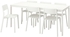 VANGSTA / JANINGE Table and 6 chairs - white/white 120/180 cm
