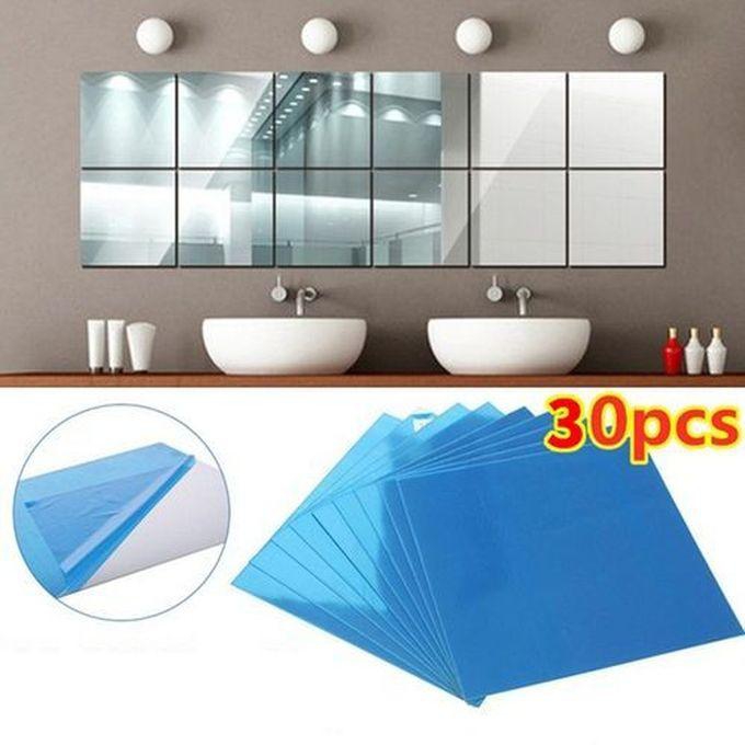 30Pc Mirror Wall Decal Self-Adhesive Tile Mirror
