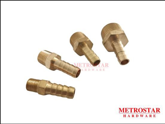 Metrostarhardware Brass Tube Fittings Single Tail Barb 5/16 - 4 Sizes (Gold)
