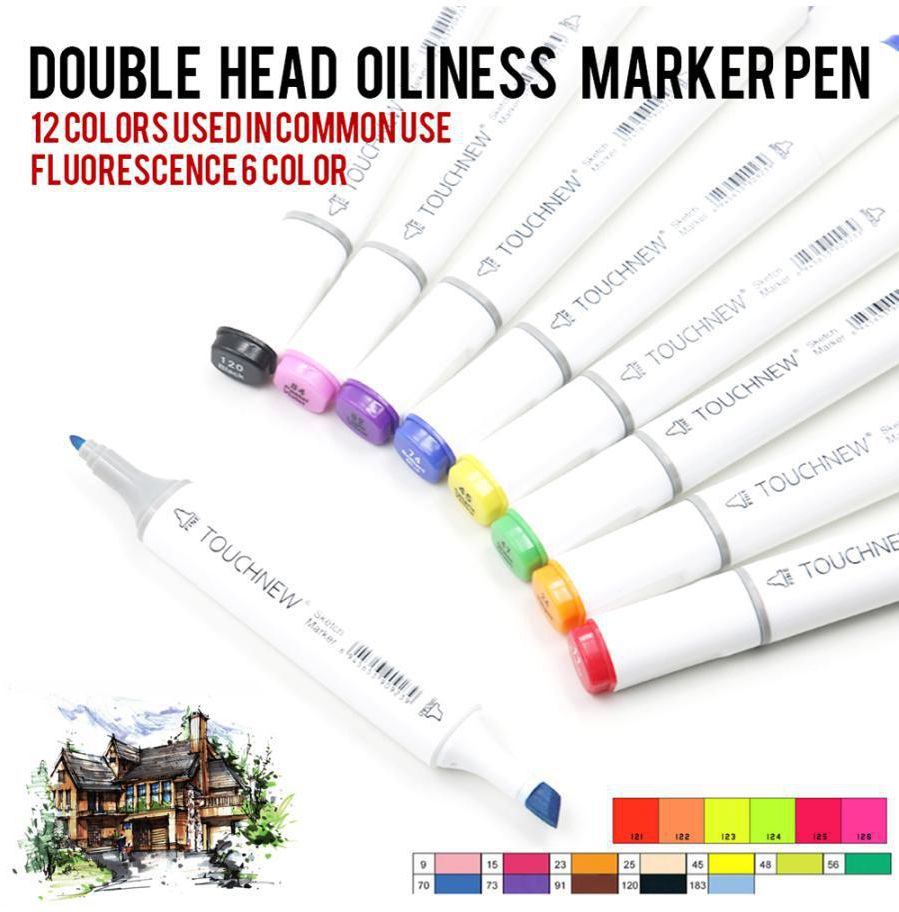 TOUCHNEW Marker Professional Art Markers Set Double-headed Alcohol-based Markers Art Hand-painted for School Supplies