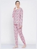 2 Piece Set Printed Nightwear Women Pyjama Set Bright Pink