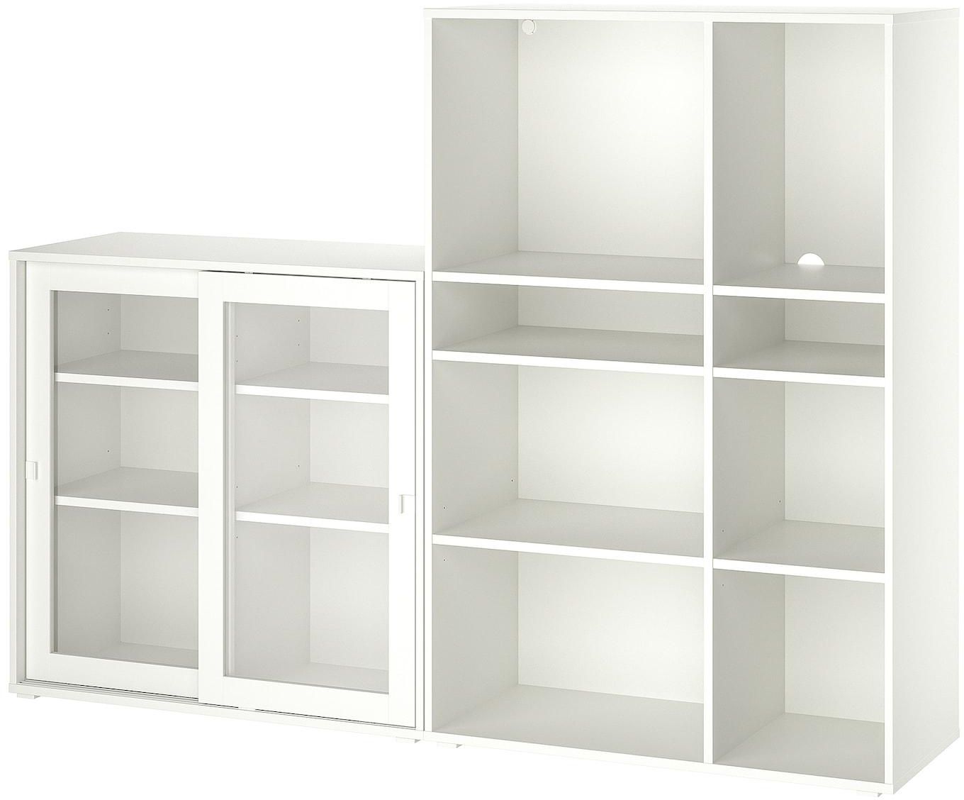 VIHALS تشكيلة تخزين مع أبواب زجاجية - أبيض/زجاج شفاف ‎190x37x140 سم‏