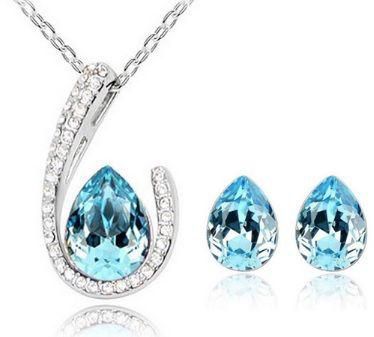 Ocean Blue Water Drop Arc Jewelry Set (MM0104)