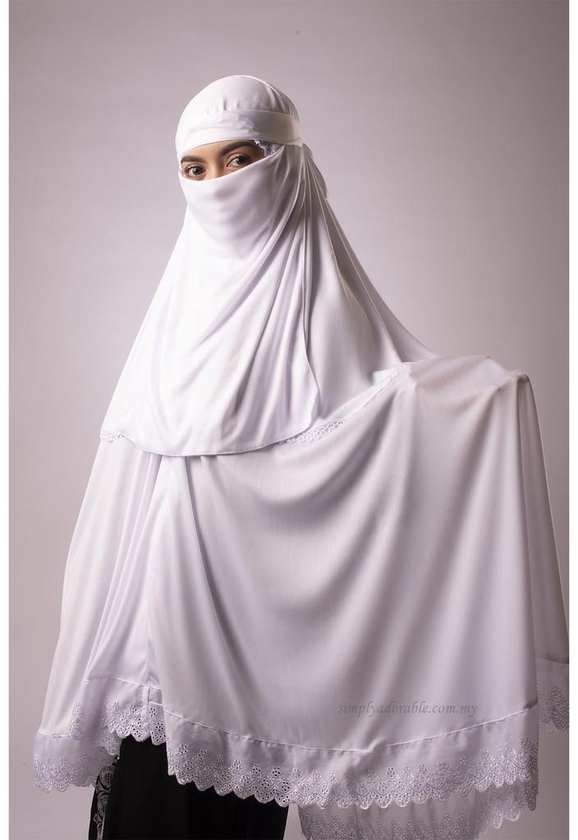 Simplyadorable Mini Telekung Hajra & Purdah Puteh Hijabs - 2 Sizes (White)