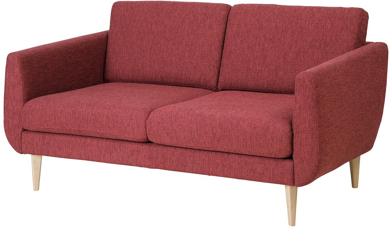 SMEDSTORP 2-seat sofa - Lejde/red/brown oak