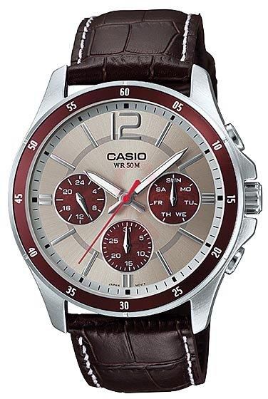 Casio Leather Band Watch For Men, MTP-1374L-7A1VDF