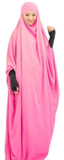 Long Sleeves Abaya With Hijab Pink