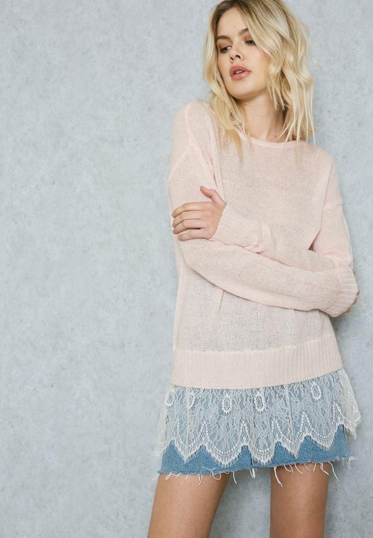 Scallop Lace Detail Sweater