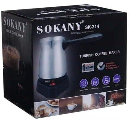 SOKANY SK-214 500ml Stainless Steel Coffee Machine Greek Turkish Coffee Maker Portable Waterproof Electric Hot Boiled Pot Home (Assorted Colors)