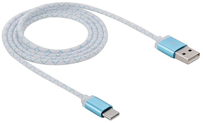 Generic 1m Cross Lines Style Metal Head TUSB-C / Type-C 3.1 To USB 2.0 Data Sync Charge Cable, For Samsung Galaxy S8 & S8 + / LG G6 / Huawei P10 & P10 Plus / Xiaomi Mi6 & Max 2 And Other Smartphones(Blue)