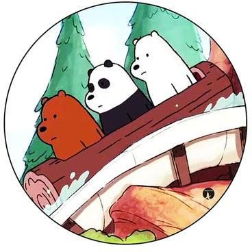 دبوس بشارة دائرية كبيرة الحجم مُزينة بطبعة من مسلسل الرسوم المتحركة "We Bare Bears" متعدد الألوان