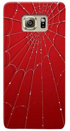 غطاء حماية واقٍ بنقش شبكة العنكبوت لهاتف سامسونج جالاكسي S6 أحمر