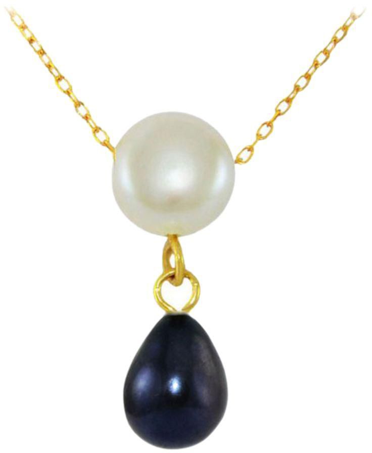 18 Karat Yellow Gold Button Pearl Drop With Pearl Pendant Necklace