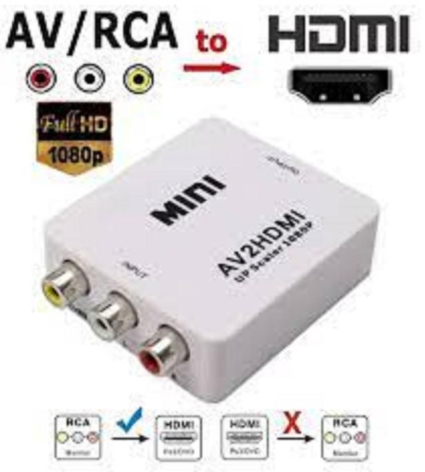 Mini full HD 1080 RCA AV to HDMI converter white