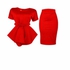 Venturanna Peplum Top And Pencil Skirt Combo - Red