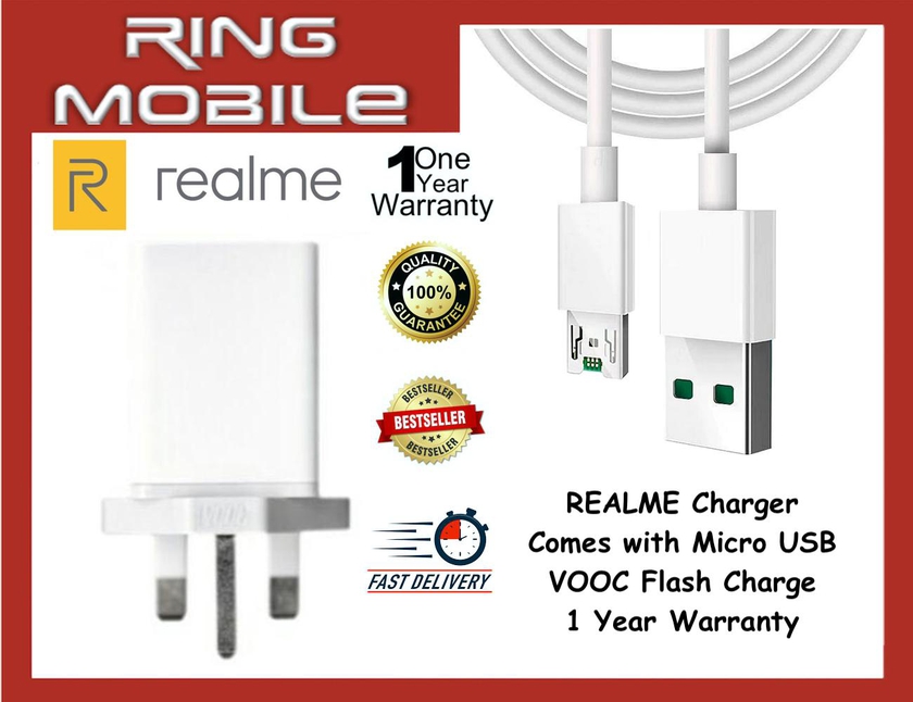 Realme VOOC Flash Charging Power Adapter Travel Charger with Micro USB