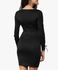 Black Lace-Up Sleeve Bodycon Dress