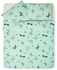 غطاء لحاف من القطن 100% بعدد 180 خيطاً في البوصة المربعة مقاس 160×200 سم مع غطاء وسادة مقاس 50×75 سم لمرتبة مقاس كوين، لون أخضر فاتح