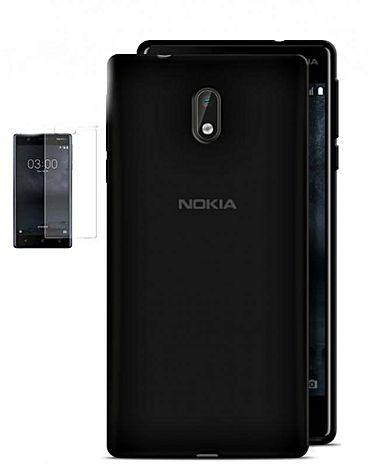 Generic Soft Cover for Nokia 3 - Black + Glass Screen Protector