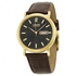Citizen Eco Drive Black Dial Gold-tone Stainless Steel Brown Leather Mens Watch