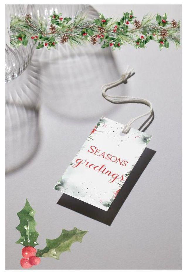 MZABIBU HOME Generic Christmas Card Tags Paper Gift Tags Gift Wrap 50pcs Jute String