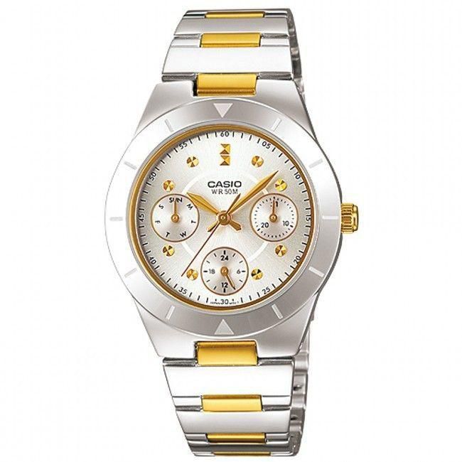 Casio LTP-2083SG-7AV Analog Classic Silver Dial Two Tone Stainless Steel Band Women Watch