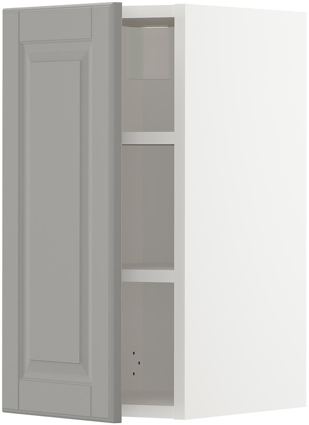 METOD خزانة حائط مع أرفف - أبيض/Bodbyn رمادي ‎30x60 سم‏