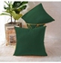 5 Pieces Velvet Soft Decorative Cushion Set Solid Design Velvet Dark Green 45 x 45centimeter