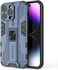 Bibercas ايفون 15 برو ماكس جراب خلفي ضد الصدمات وحماية كاملة مزود با استاند وحماية للكاميرا من الخدوش (Iphone 15 Pro Max) - لون ازرق