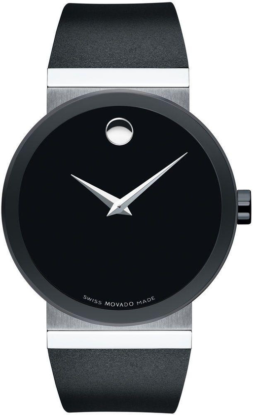 Movado Black Rubber Black dial Watch for Men's 0606780