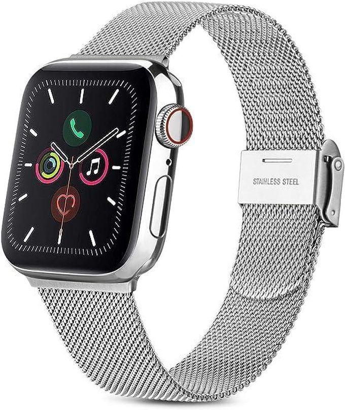 Replacement Band Compatible with Apple Watch Band 42mm 44mm 45mm 49mm, Classic Stainless Steel Metal Strap Compatible with iWatch Series 8 7 6 5 4 3 2 1 SE for Women Men - (Silver)