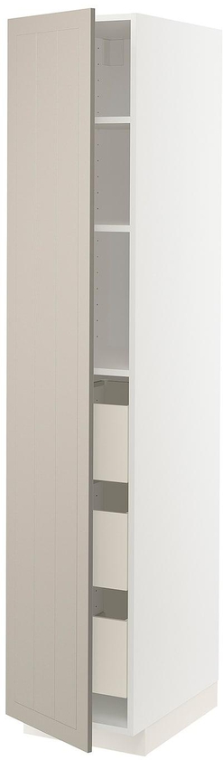 METOD / MAXIMERA خزانة عالية بأدراج - أبيض/Stensund بيج ‎40x60x200 سم‏