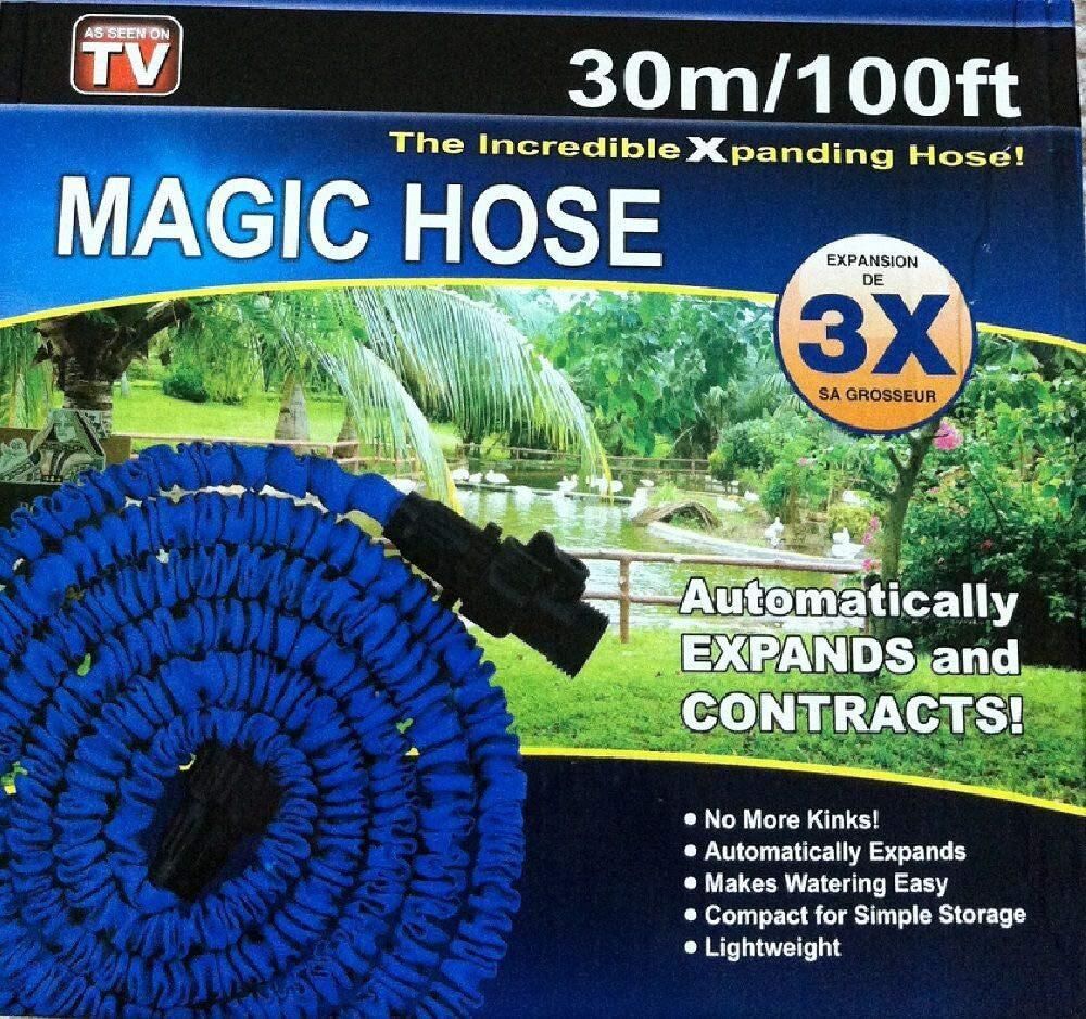 X Hose Expanding Magic 100Ft With Sprayer Nozzle Blue