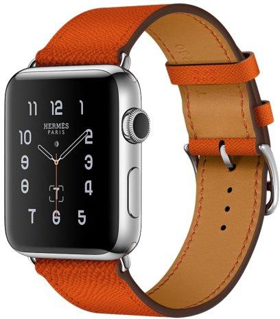 Apple Watch Series 2 42mm Hermès Stainless Steel Case with Feu Epsom Leather Single Tour