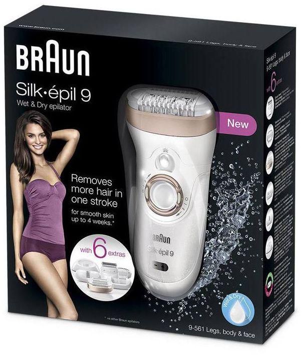Braun Silk epil 9 9-561 - Wet & Dry Cordless Epilator with 6 Extra Accessories