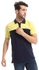 Ted Marchel Bi-Tone Upper Buttoned Cotton Polo Shirt - Navy Blue & Yellow