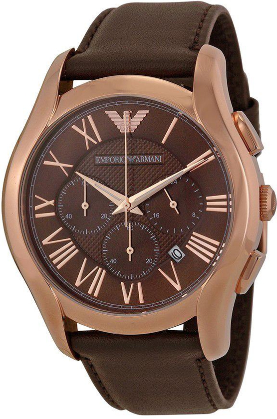 Emporio Armani Men's Brown Dial Leather Band Watch - AR1701
