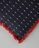 Navy Printed with Red Border Cushion