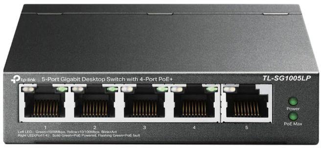 TP-Link 4x Gigabit PoE+ Ports’ 1x Gigabit Non-PoE Ports 40 W PoE Power” Desktop Steel Case