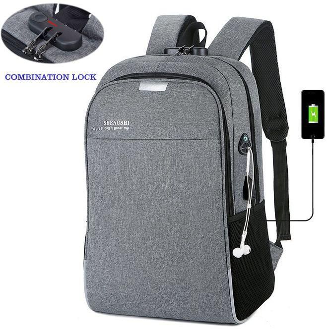 Anti Theft Laptop Bag Travel Backpack Grey